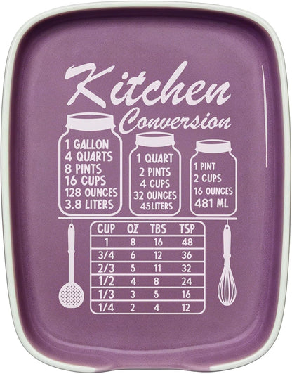 Funny Spoon Rest for Stove Top, Ceramic Spoon Holder for Kitchen Counter | Large Cooking Utensil Rest, Conversion Chart Modern Farmhouse Kitchen Decor and Accessories for Cooking Lovers, White