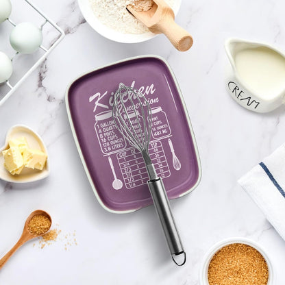 Funny Spoon Rest for Stove Top, Ceramic Spoon Holder for Kitchen Counter | Large Cooking Utensil Rest, Conversion Chart Modern Farmhouse Kitchen Decor and Accessories for Cooking Lovers, White