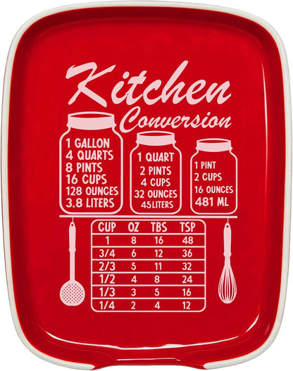 Funny Spoon Rest for Stove Top, Ceramic Spoon Holder for Kitchen Counter | Large Cooking Utensil Rest, Conversion Chart Modern Farmhouse Kitchen Decor and Accessories for Cooking Lovers, White