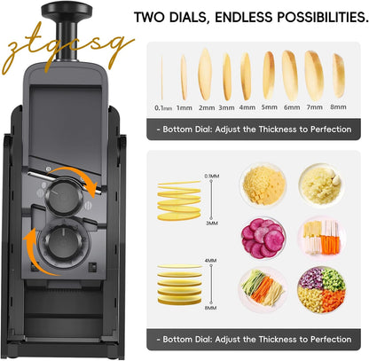 Safe Mandoline Slicer for Kitchen, Vegetable & Food Cutter, Easy to Clean | Safe Mandoline Slicer for Kitchen, Rapid Prep Veggie Slicer Cutter/Onion Slicer, Free Grater/Cleaning Brush