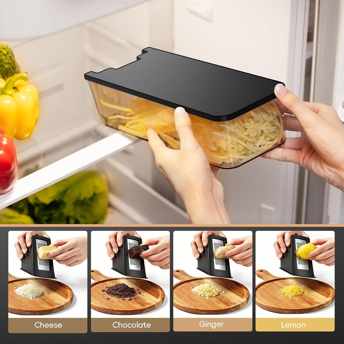 Safe Mandoline Slicer for Kitchen, Vegetable & Food Cutter, Easy to Clean | Safe Mandoline Slicer for Kitchen, Rapid Prep Veggie Slicer Cutter/Onion Slicer, Free Grater/Cleaning Brush