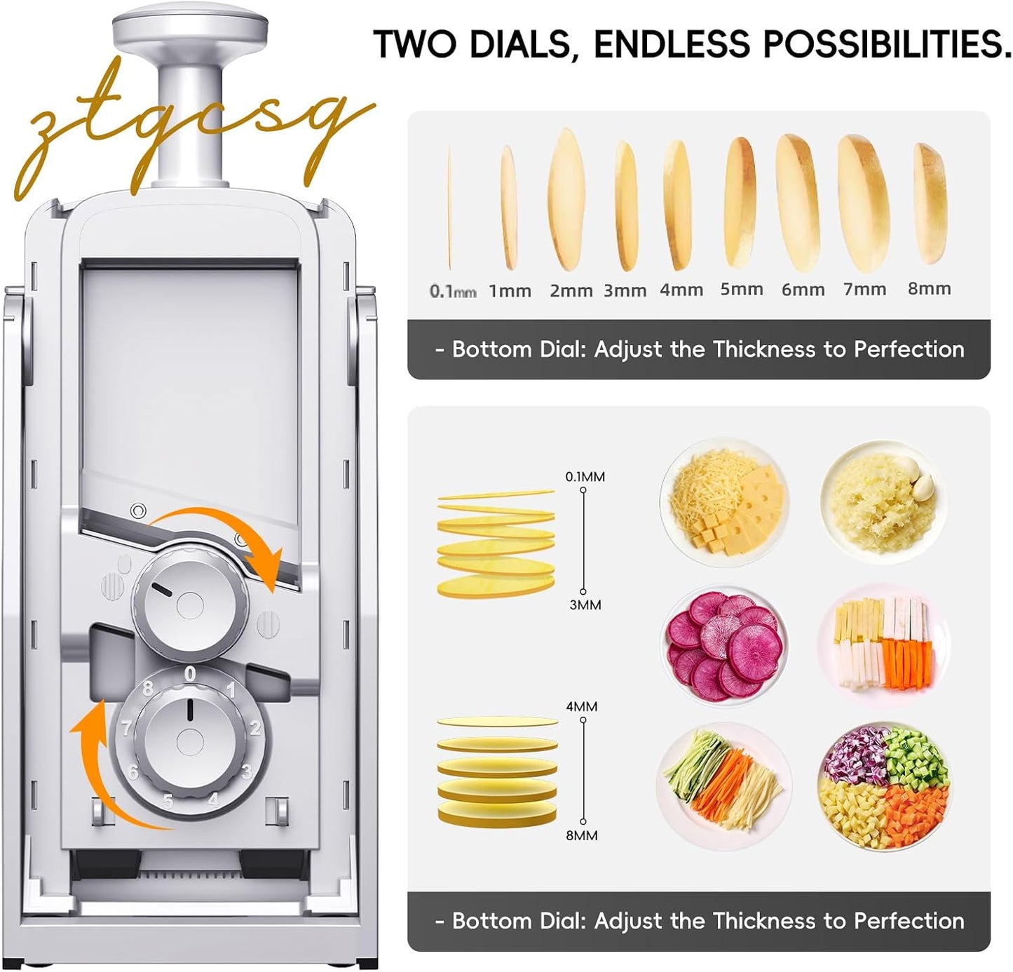 Safe Mandoline Slicer for Kitchen, Vegetable & Food Cutter, Easy to Clean | Safe Mandoline Slicer for Kitchen, Rapid Prep Veggie Slicer Cutter/Onion Slicer, Free Grater/Cleaning Brush