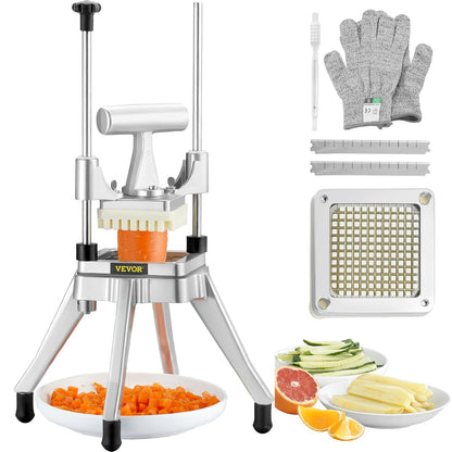 Commercial Vegetable Fruit Chopper 1/4" Blade Heavy Duty Professional Food Dicer Kattex French Fry Cutter Onion Slicer Stainless Steel for Tomato Peppers Potato Mushroom