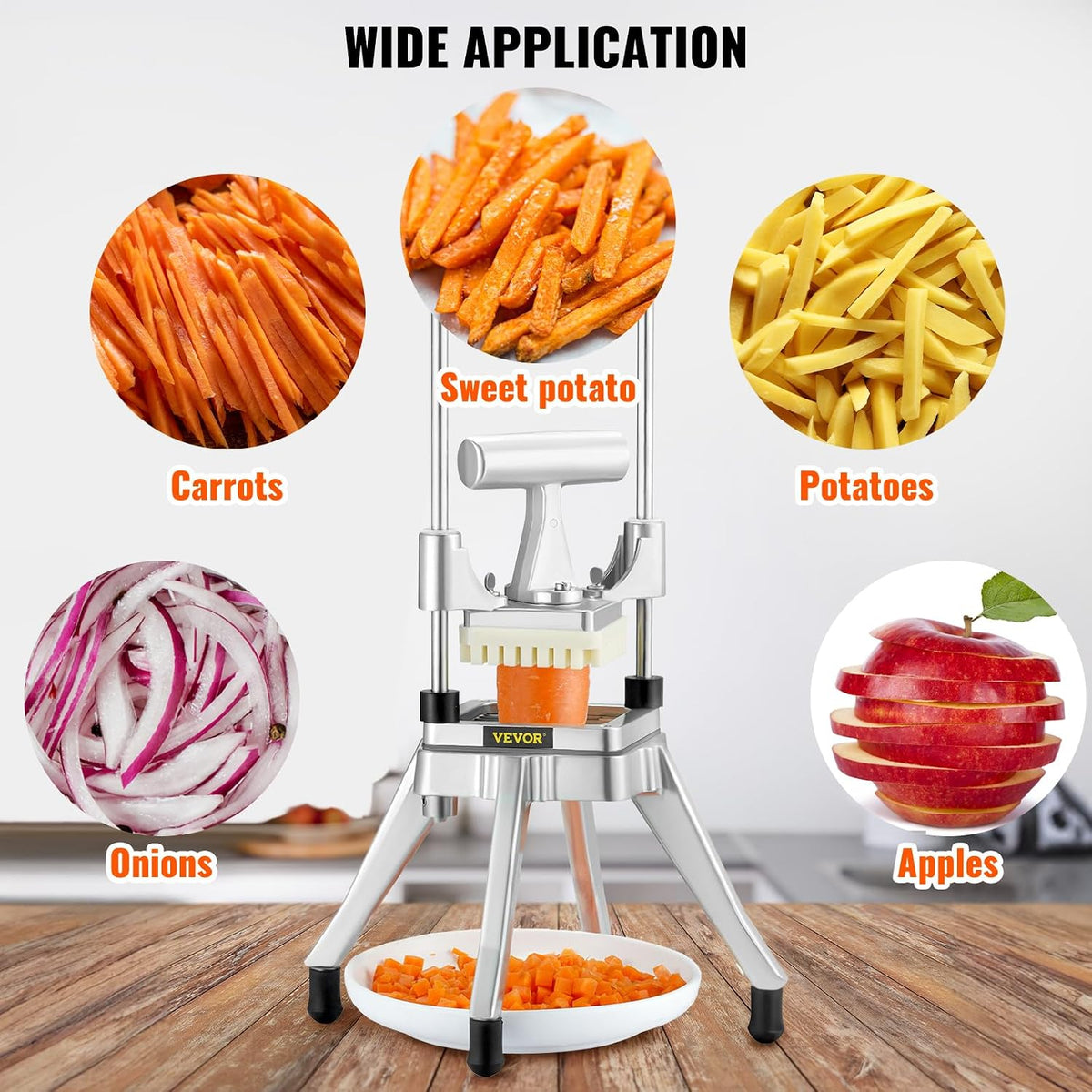 Commercial Vegetable Fruit Chopper 1/4" Blade Heavy Duty Professional Food Dicer Kattex French Fry Cutter Onion Slicer Stainless Steel for Tomato Peppers Potato Mushroom