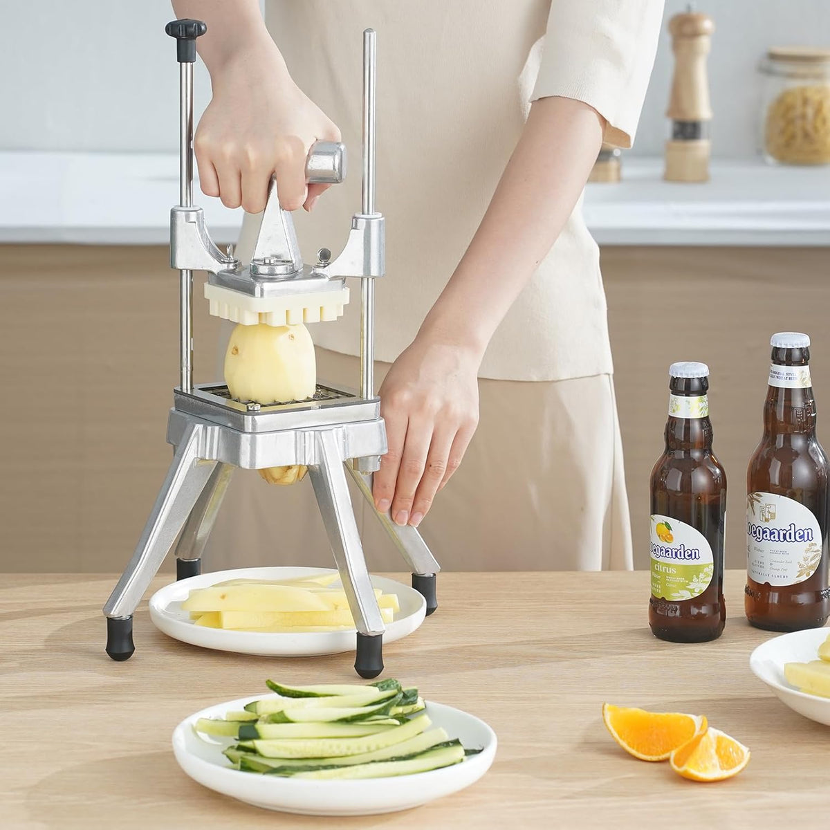 Commercial Vegetable Fruit Chopper 1/4" Blade Heavy Duty Professional Food Dicer Kattex French Fry Cutter Onion Slicer Stainless Steel for Tomato Peppers Potato Mushroom