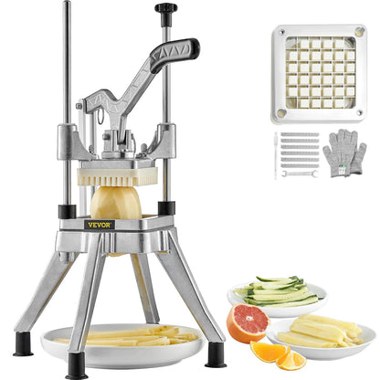 Commercial Vegetable Fruit Chopper 1/4" Blade Heavy Duty Professional Food Dicer Kattex French Fry Cutter Onion Slicer Stainless Steel for Tomato Peppers Potato Mushroom