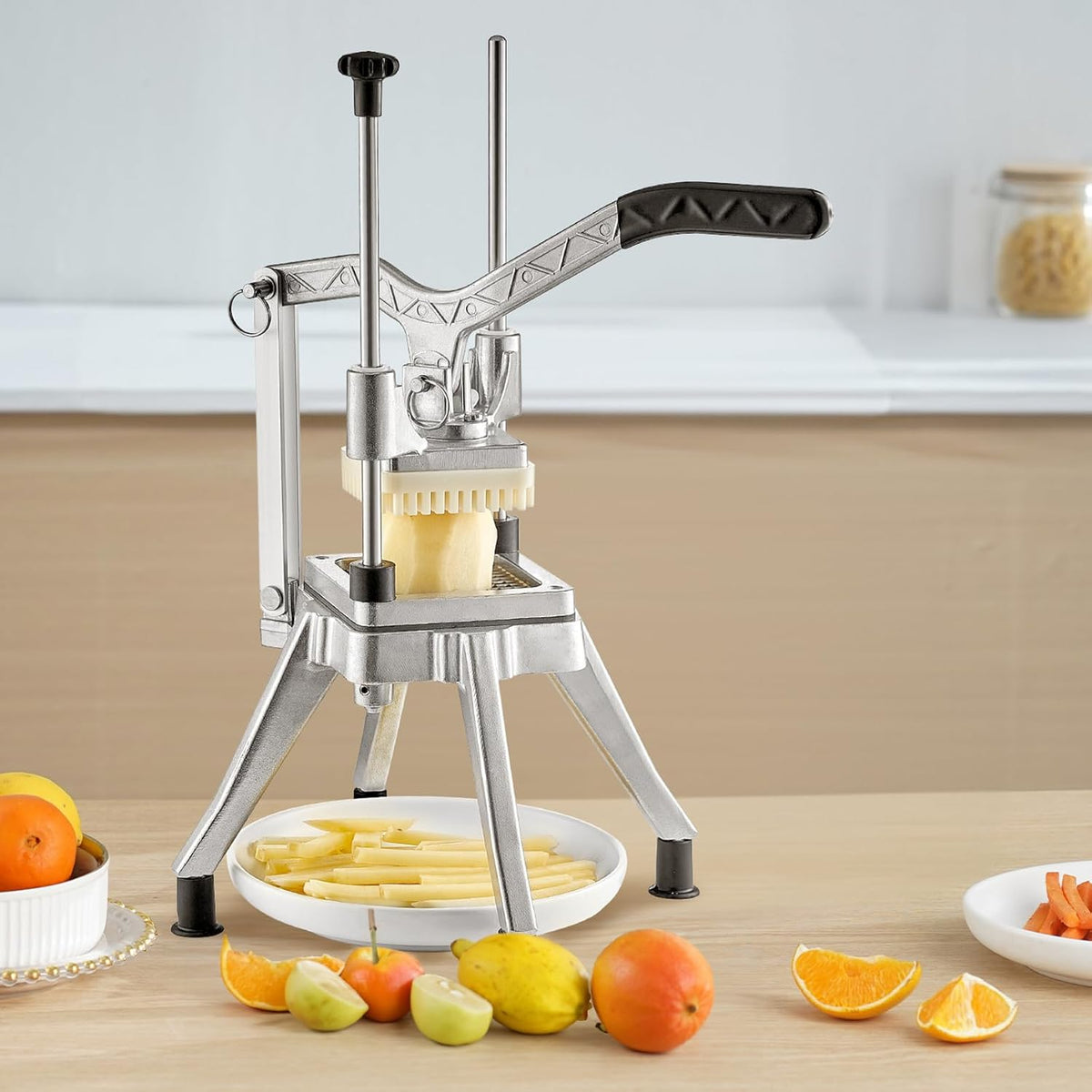 Commercial Vegetable Fruit Chopper 1/4" Blade Heavy Duty Professional Food Dicer Kattex French Fry Cutter Onion Slicer Stainless Steel for Tomato Peppers Potato Mushroom
