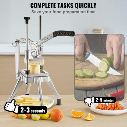 Commercial Vegetable Fruit Chopper 1/4" Blade Heavy Duty Professional Food Dicer Kattex French Fry Cutter Onion Slicer Stainless Steel for Tomato Peppers Potato Mushroom