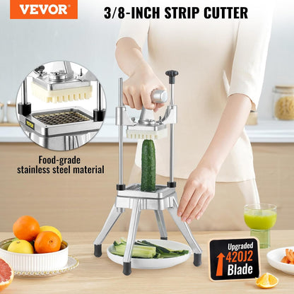 Commercial Vegetable Fruit Chopper 1/4" Blade Heavy Duty Professional Food Dicer Kattex French Fry Cutter Onion Slicer Stainless Steel for Tomato Peppers Potato Mushroom