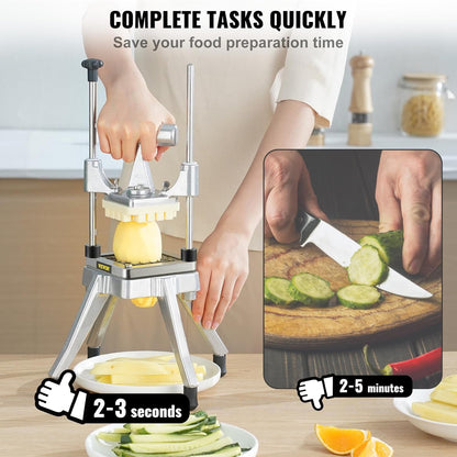Commercial Vegetable Fruit Chopper 1/4" Blade Heavy Duty Professional Food Dicer Kattex French Fry Cutter Onion Slicer Stainless Steel for Tomato Peppers Potato Mushroom