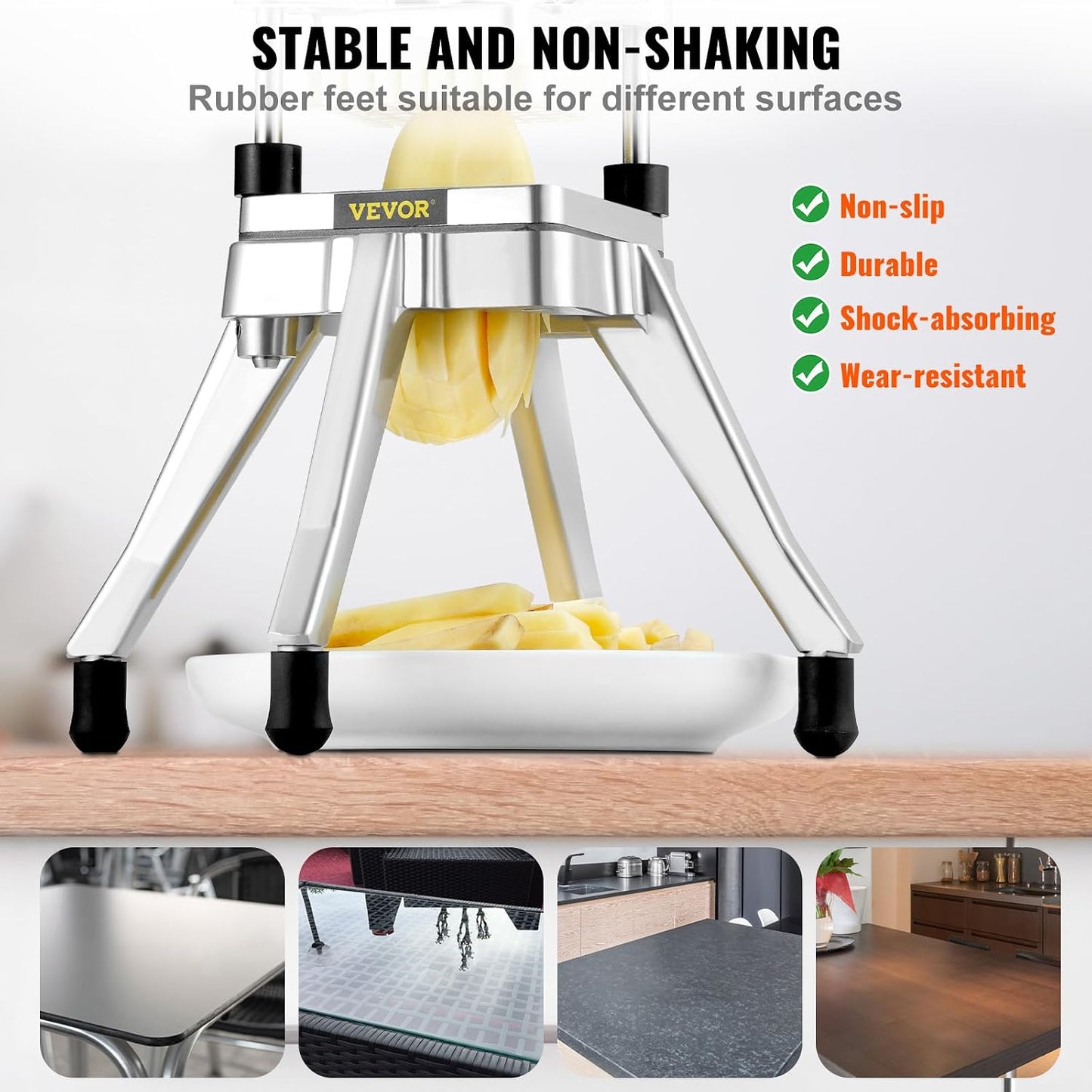 Commercial Vegetable Fruit Chopper 1/4" Blade Heavy Duty Professional Food Dicer Kattex French Fry Cutter Onion Slicer Stainless Steel for Tomato Peppers Potato Mushroom