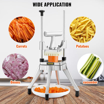 Commercial Vegetable Fruit Chopper 1/4" Blade Heavy Duty Professional Food Dicer Kattex French Fry Cutter Onion Slicer Stainless Steel for Tomato Peppers Potato Mushroom