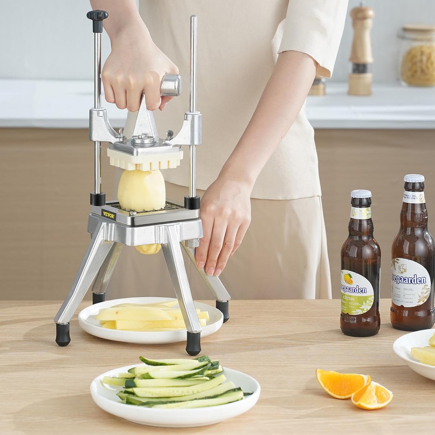 Commercial Vegetable Fruit Chopper 1/4" Blade Heavy Duty Professional Food Dicer Kattex French Fry Cutter Onion Slicer Stainless Steel for Tomato Peppers Potato Mushroom
