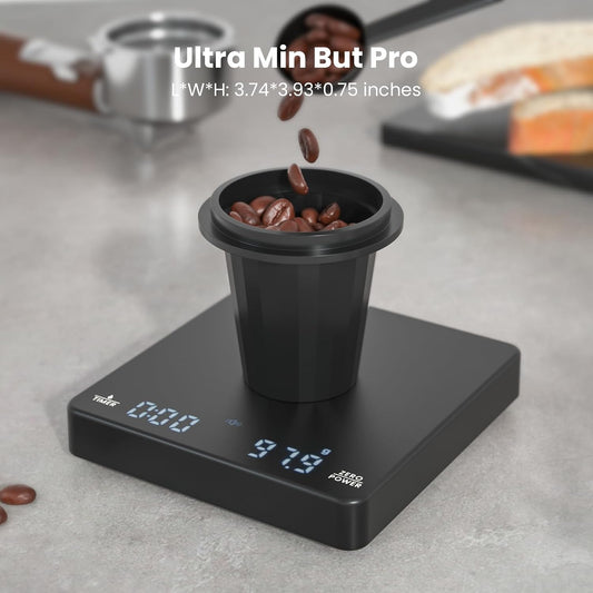 S1 Mini Espresso Coffee Scale with Timer, 2kg/0.1g | Rechargeable Shot Scale with 0.1g Precision, Dual Timing Modes, g/oz/ml Units and ABS Design for Espresso or Pour-Over