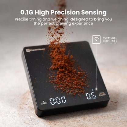 S1 Mini Espresso Coffee Scale with Timer, 2kg/0.1g | Rechargeable Shot Scale with 0.1g Precision, Dual Timing Modes, g/oz/ml Units and ABS Design for Espresso or Pour-Over