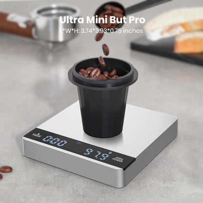 S1 Mini Espresso Coffee Scale with Timer, 2kg/0.1g | Rechargeable Shot Scale with 0.1g Precision, Dual Timing Modes, g/oz/ml Units and ABS Design for Espresso or Pour-Over
