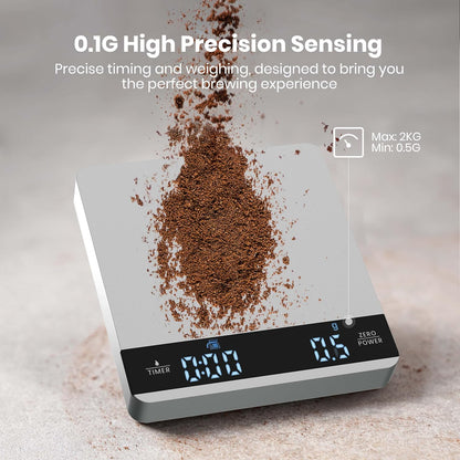 S1 Mini Espresso Coffee Scale with Timer, 2kg/0.1g | Rechargeable Shot Scale with 0.1g Precision, Dual Timing Modes, g/oz/ml Units and ABS Design for Espresso or Pour-Over