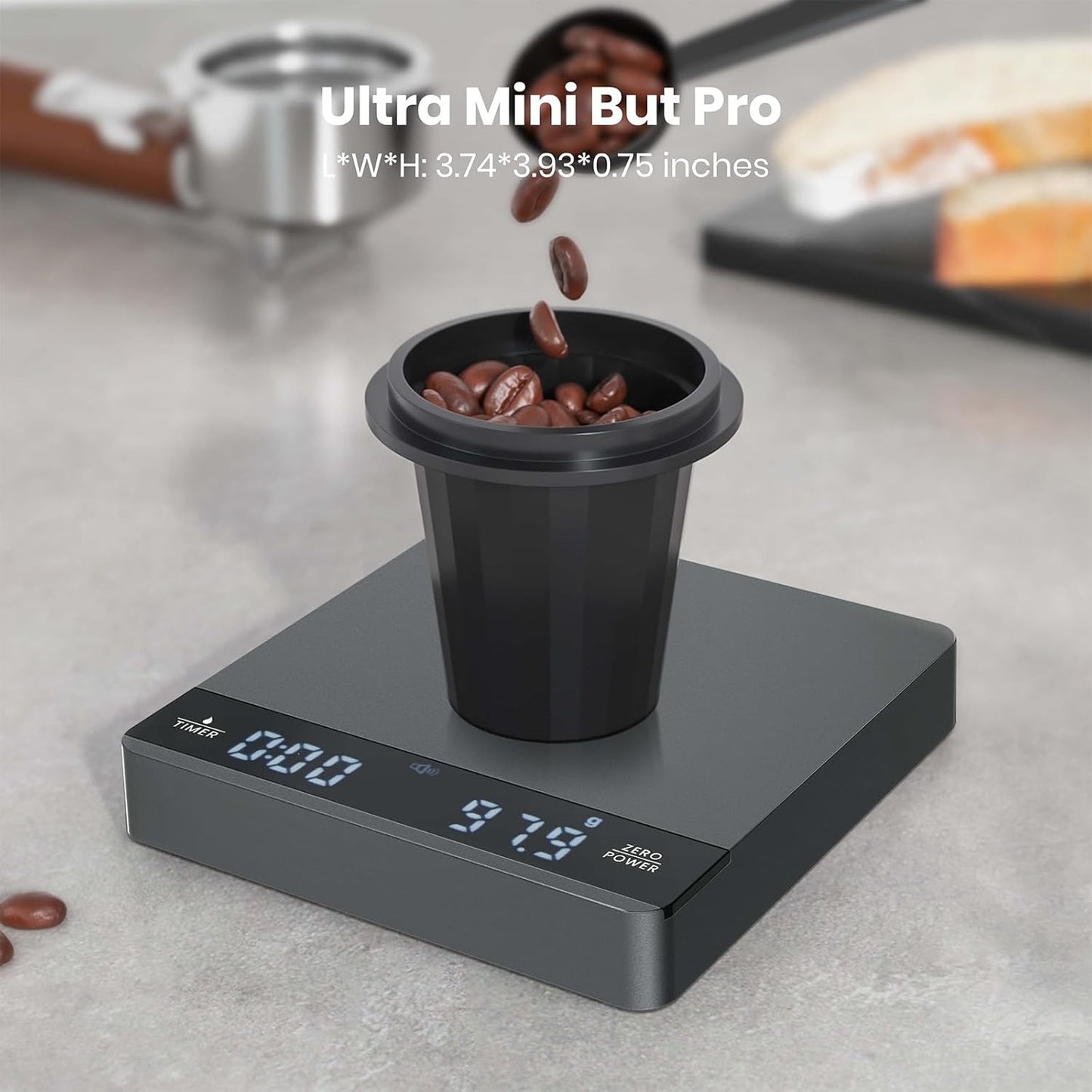 S1 Mini Espresso Coffee Scale with Timer, 2kg/0.1g | Rechargeable Shot Scale with 0.1g Precision, Dual Timing Modes, g/oz/ml Units and ABS Design for Espresso or Pour-Over