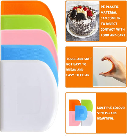 Dough Scraper 5 PCs PE Plastic Bench Scraper Flexible Bowl Scraper