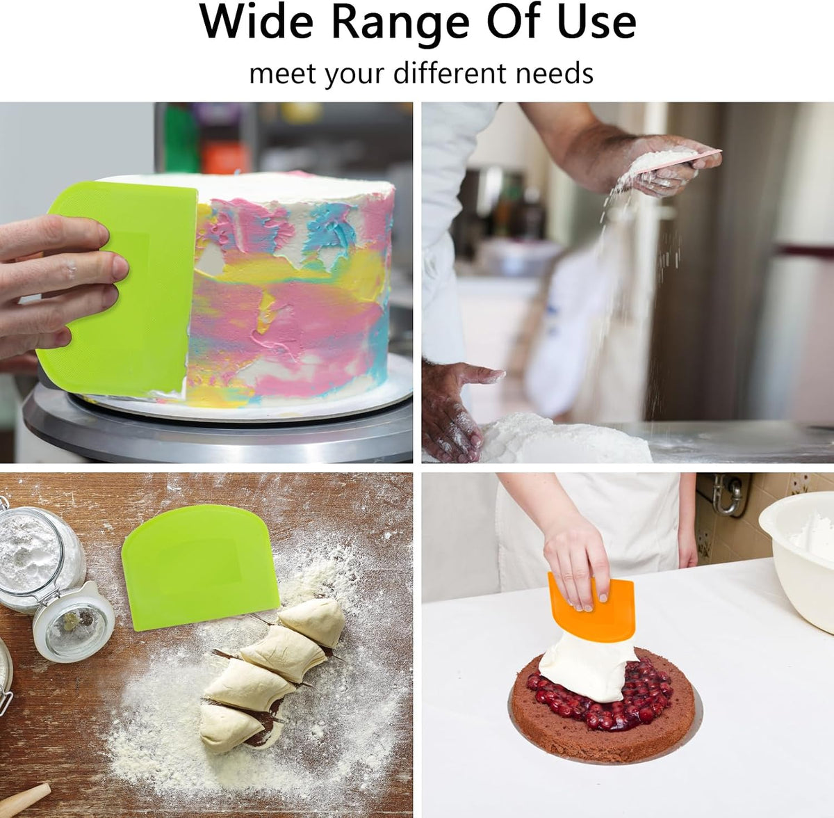 Dough Scraper 5 PCs PE Plastic Bench Scraper Flexible Bowl Scraper