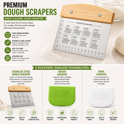 Sourdough Bread Baking Tool Set with Danish Dough Whisk, Bread Lame & Blades, Bench Scraper, Dough Scrapers and Silicone Brush – Sourdough Starter Kit