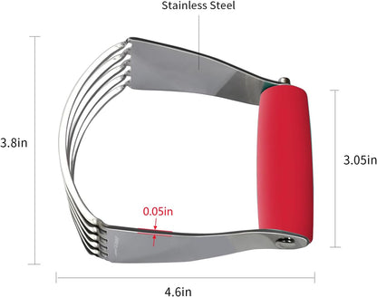 Pastry Blender Cutter, Stainless Steel, 1 Pack, Red