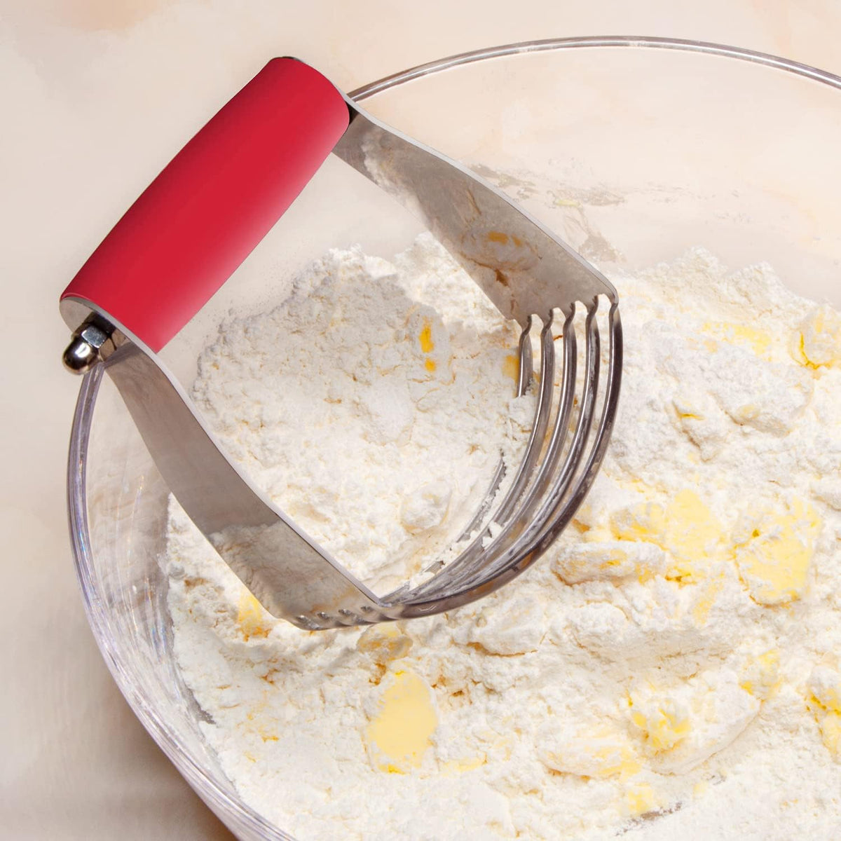 Pastry Blender Cutter, Stainless Steel, 1 Pack, Red