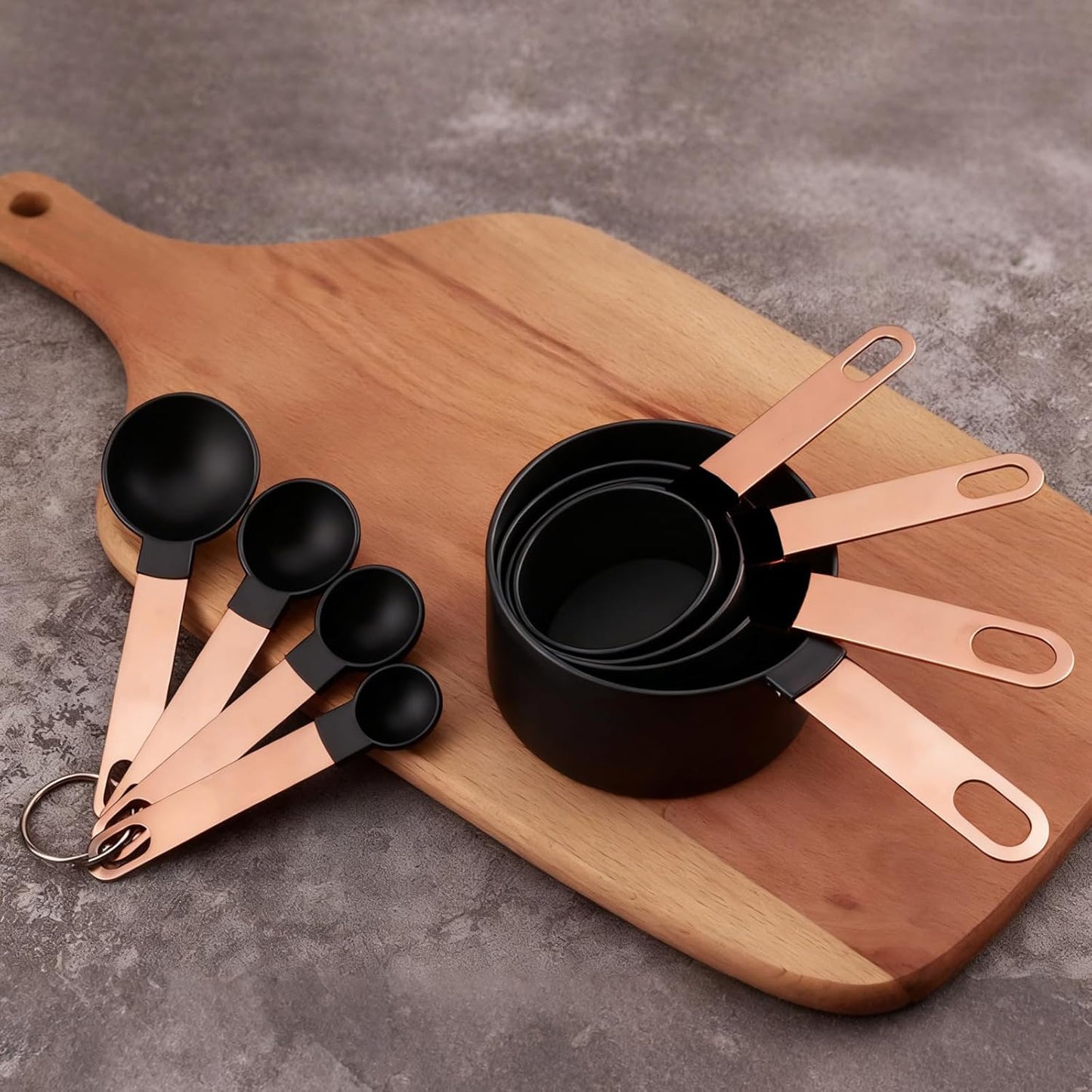 Measuring Cup and Measuring Spoon Set, 8PCS Liquid Measuring Cup Set or Dry Measuring Cup Set, Measuring Spoon Set with Stainless Steel Handle, Nesting Kitchen Measuring Tool (black)