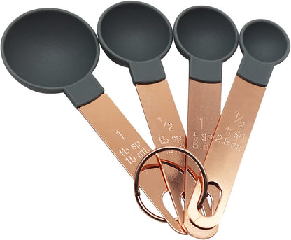 Measuring Cup and Measuring Spoon Set, 8PCS Liquid Measuring Cup Set or Dry Measuring Cup Set, Measuring Spoon Set with Stainless Steel Handle, Nesting Kitchen Measuring Tool (black)