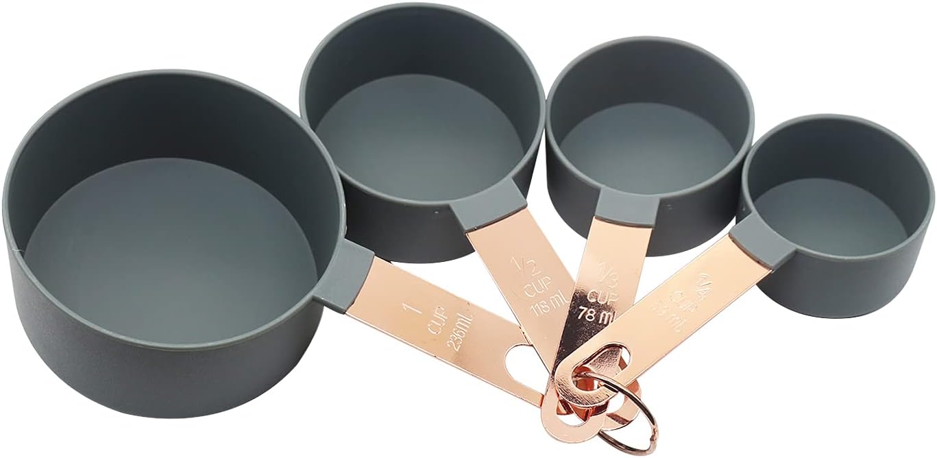 Measuring Cup and Measuring Spoon Set, 8PCS Liquid Measuring Cup Set or Dry Measuring Cup Set, Measuring Spoon Set with Stainless Steel Handle, Nesting Kitchen Measuring Tool (black)
