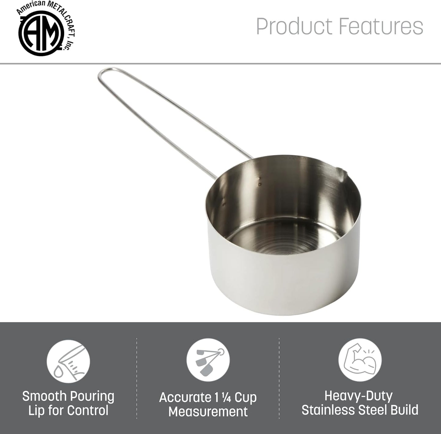. American Metalcraft MCL125 Stainless Steel Measuring Cup, 1 1/4-Cup