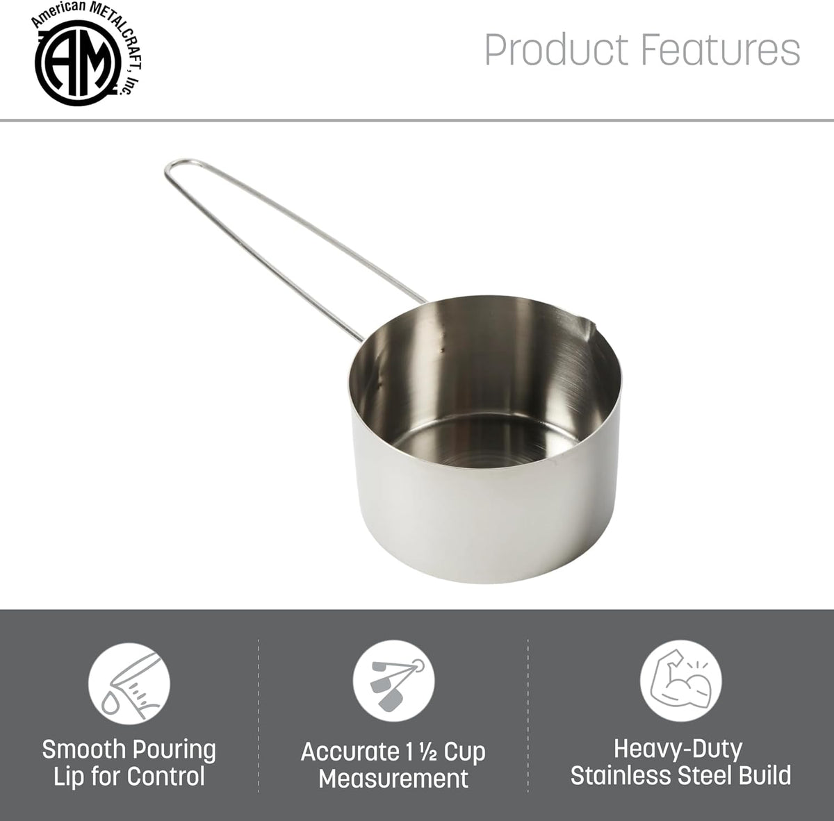 . American Metalcraft MCL125 Stainless Steel Measuring Cup, 1 1/4-Cup