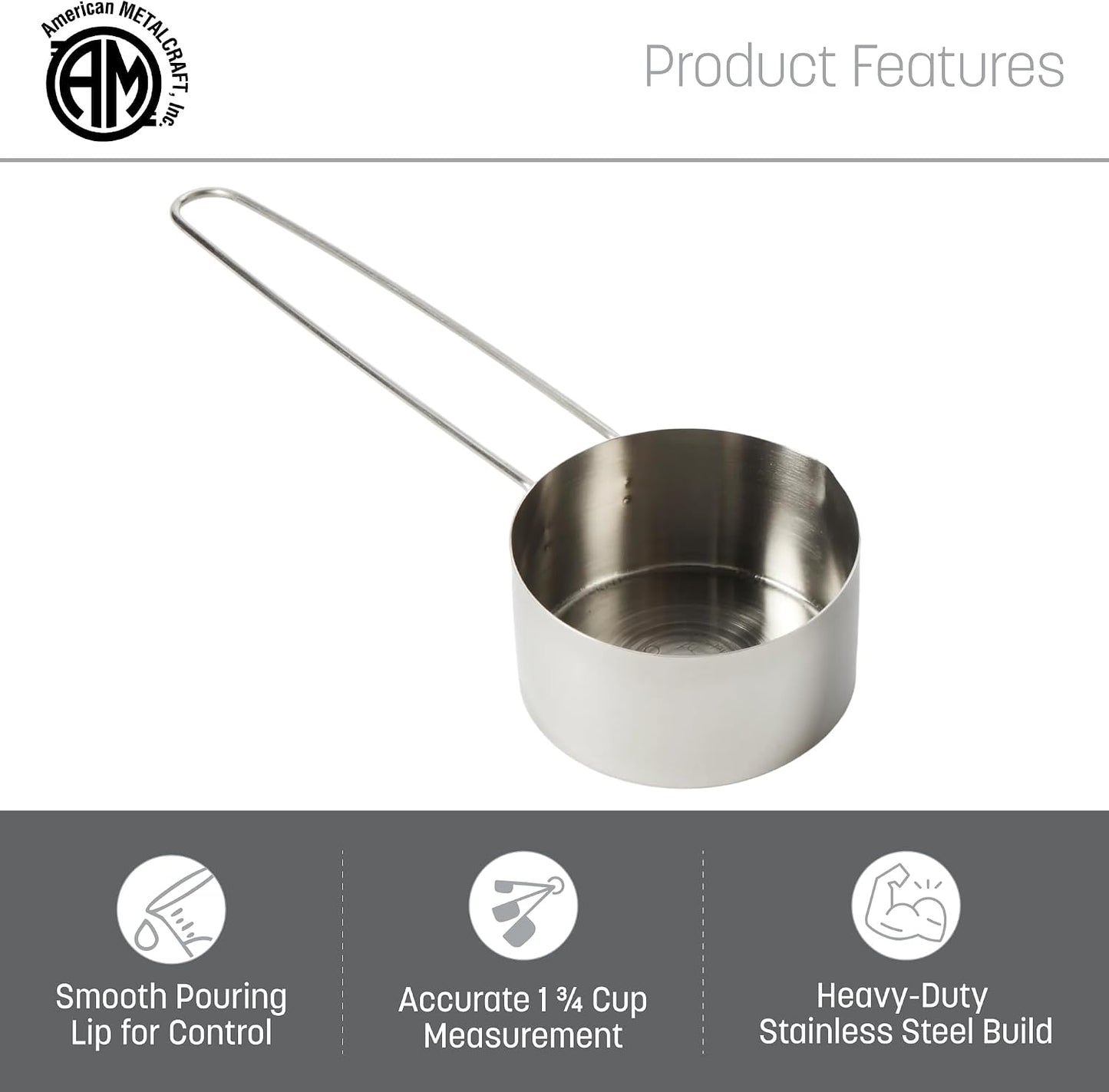 . American Metalcraft MCL125 Stainless Steel Measuring Cup, 1 1/4-Cup
