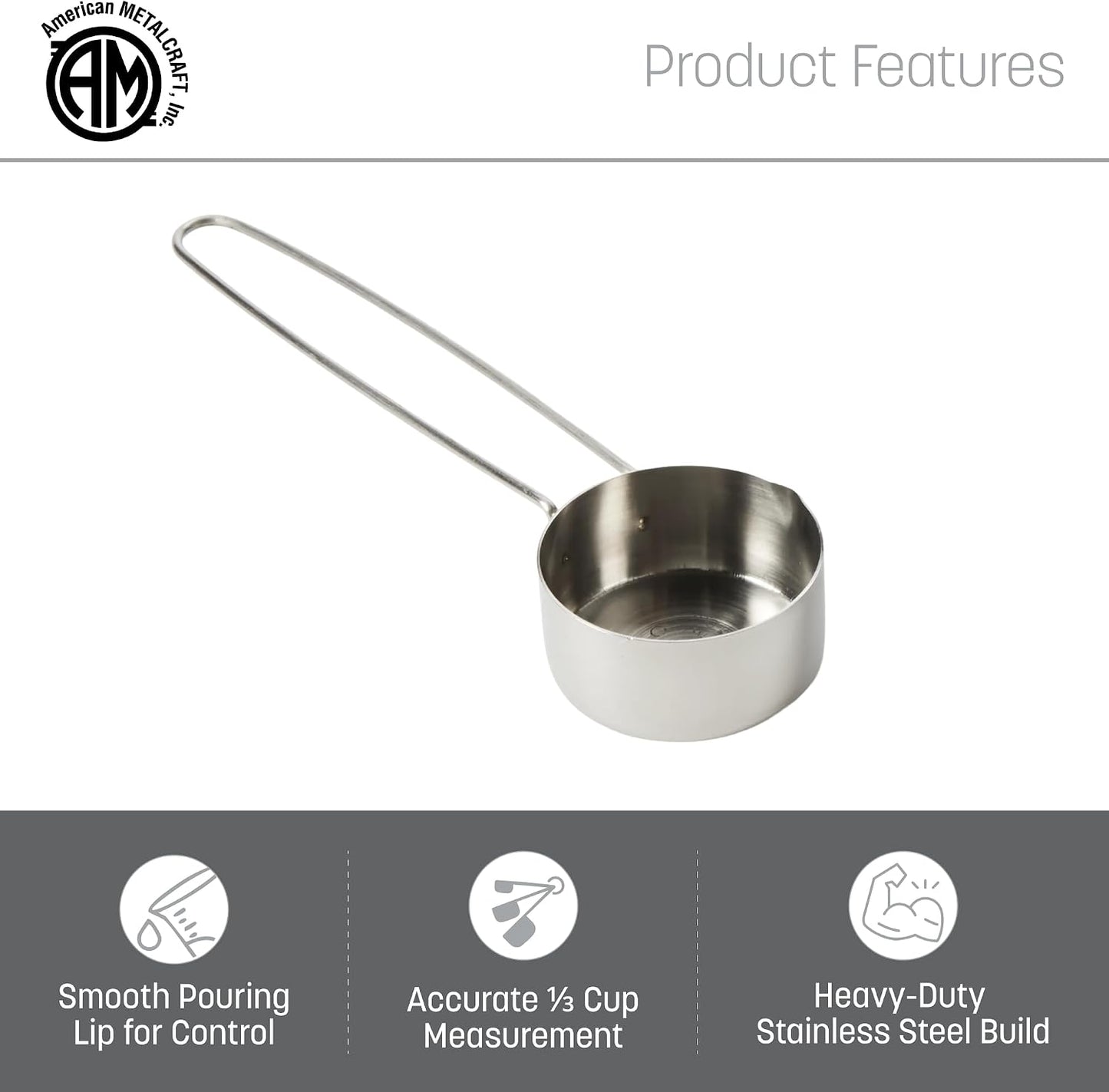 . American Metalcraft MCL125 Stainless Steel Measuring Cup, 1 1/4-Cup