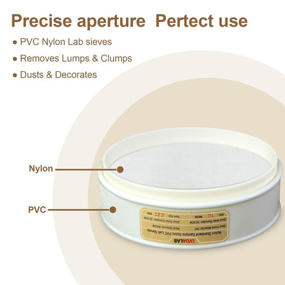 PVC Nylon Lab Sieve 80 Mesh(0.2mm), 7.9Inch(20cm) Diameter Sample Sifter Strainer for Industrial Lab Home