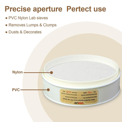 PVC Nylon Lab Sieve 80 Mesh(0.2mm), 7.9Inch(20cm) Diameter Sample Sifter Strainer for Industrial Lab Home
