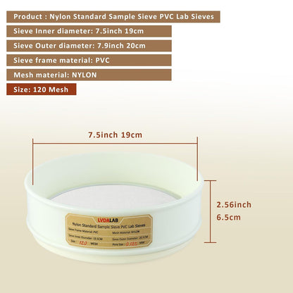 PVC Nylon Lab Sieve 80 Mesh(0.2mm), 7.9Inch(20cm) Diameter Sample Sifter Strainer for Industrial Lab Home
