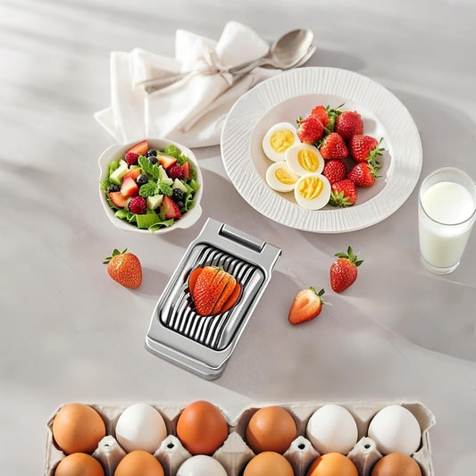 Hard-Boiled Egg Slicer, Strawberry Slicer, Stainless Steel Wire, Suitable for Hard-Boiled Eggs, Strawberries, Butter, Kiwis, Heavy-Duty Aluminum Tomato Sliver