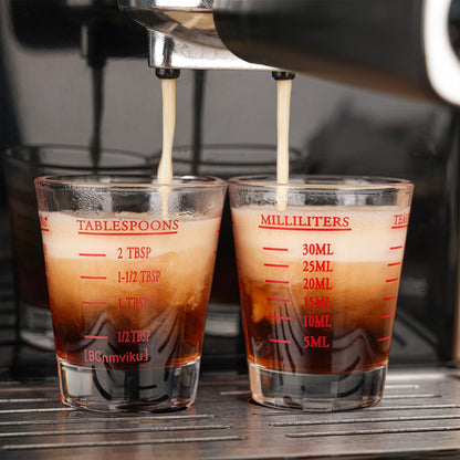 Shot Glasses Measuring cup Espresso Shot Glass Liquid Heavy Wine 26-Incremental Measurement 1oz, 6 Tsp, 2 Tbs, 30ml (red)