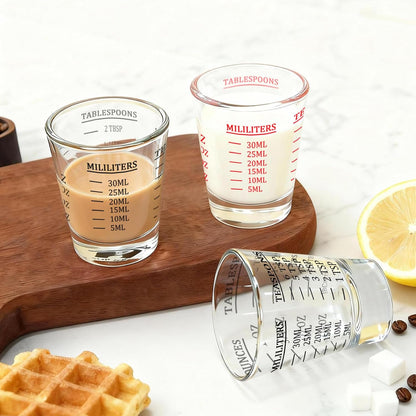 Shot Glasses Measuring cup Espresso Shot Glass Liquid Heavy Wine 26-Incremental Measurement 1oz, 6 Tsp, 2 Tbs, 30ml (red)