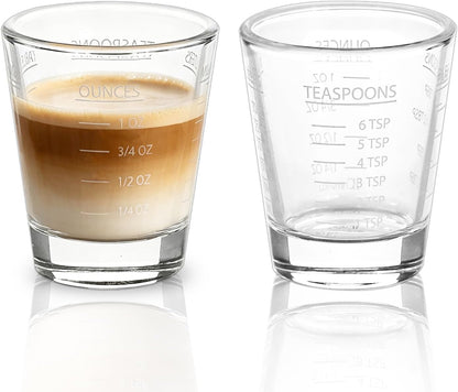 Shot Glasses Measuring cup Espresso Shot Glass Liquid Heavy Wine 26-Incremental Measurement 1oz, 6 Tsp, 2 Tbs, 30ml (red)