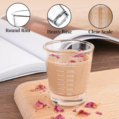 Shot Glasses Measuring cup Espresso Shot Glass Liquid Heavy Wine 26-Incremental Measurement 1oz, 6 Tsp, 2 Tbs, 30ml (red)