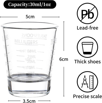 Shot Glasses Measuring cup Espresso Shot Glass Liquid Heavy Wine 26-Incremental Measurement 1oz, 6 Tsp, 2 Tbs, 30ml (red)
