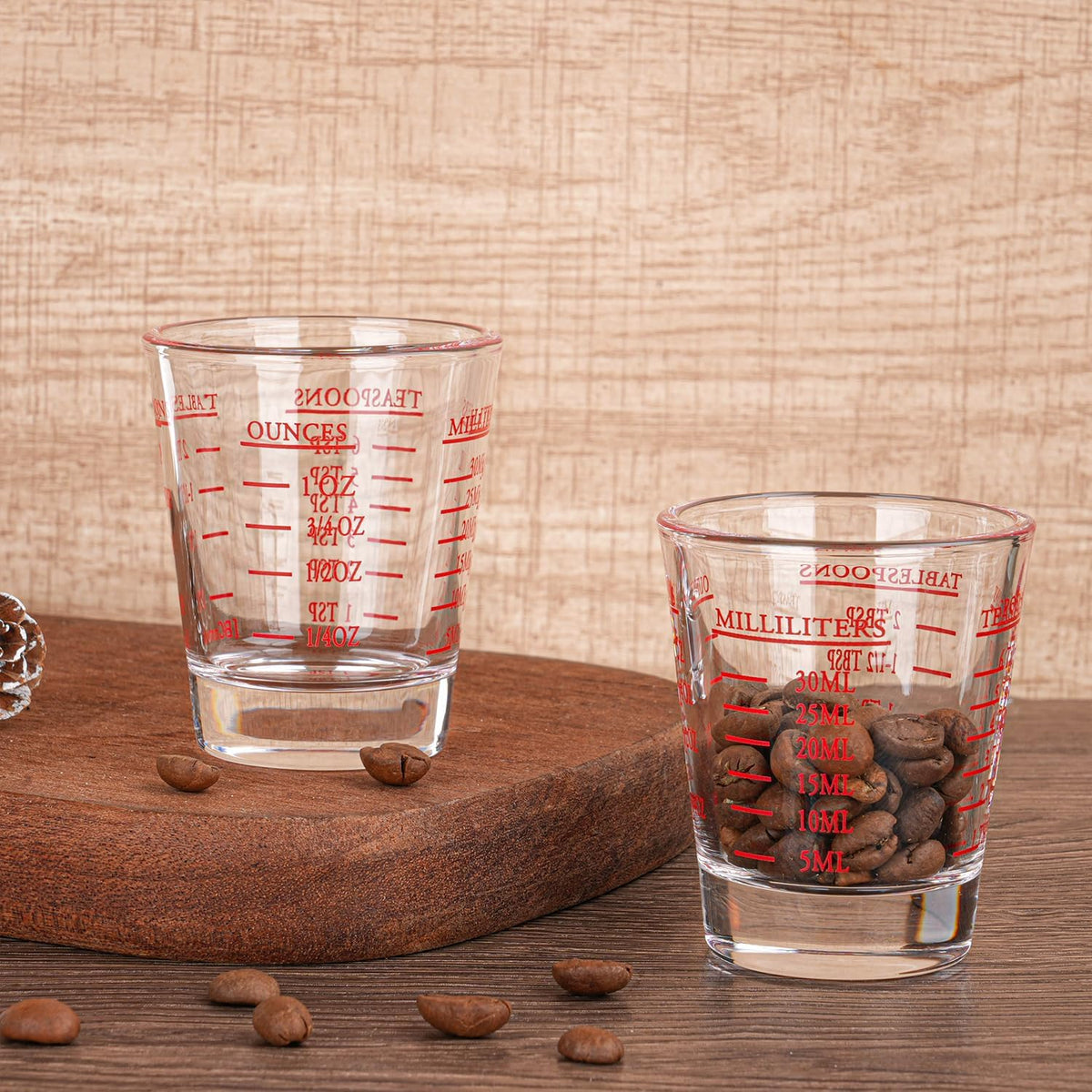 Shot Glasses Measuring cup Espresso Shot Glass Liquid Heavy Wine 26-Incremental Measurement 1oz, 6 Tsp, 2 Tbs, 30ml (red)
