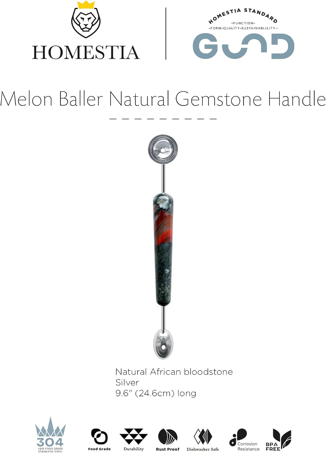 Melon Baller, 2 in 1 Stainless Steel Scoop for Fruits, Sorbet