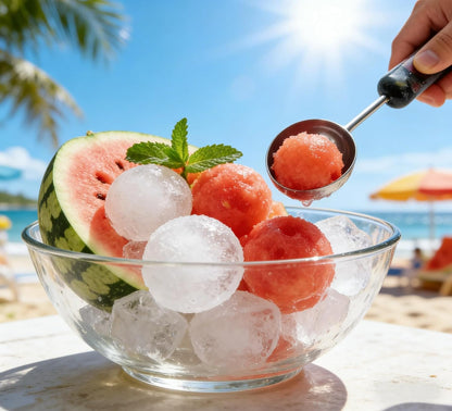 Melon Baller, 2 in 1 Stainless Steel Scoop for Fruits, Sorbet