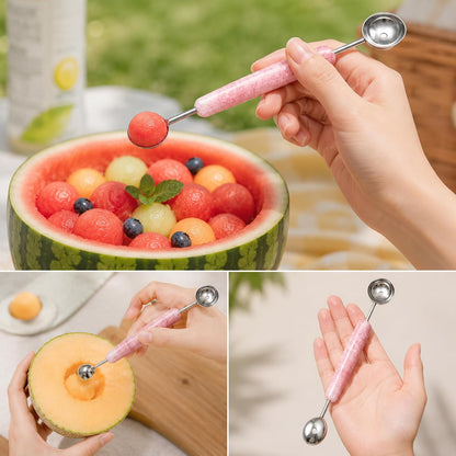 Melon Baller, 2 in 1 Stainless Steel Scoop for Fruits, Sorbet