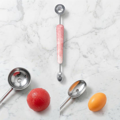 Melon Baller, 2 in 1 Stainless Steel Scoop for Fruits, Sorbet