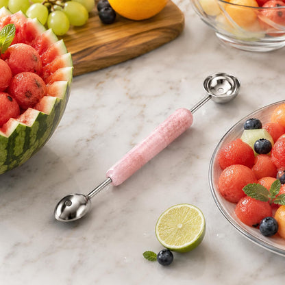 Melon Baller, 2 in 1 Stainless Steel Scoop for Fruits, Sorbet