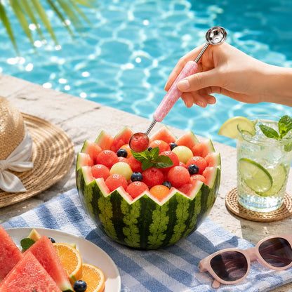 Melon Baller, 2 in 1 Stainless Steel Scoop for Fruits, Sorbet